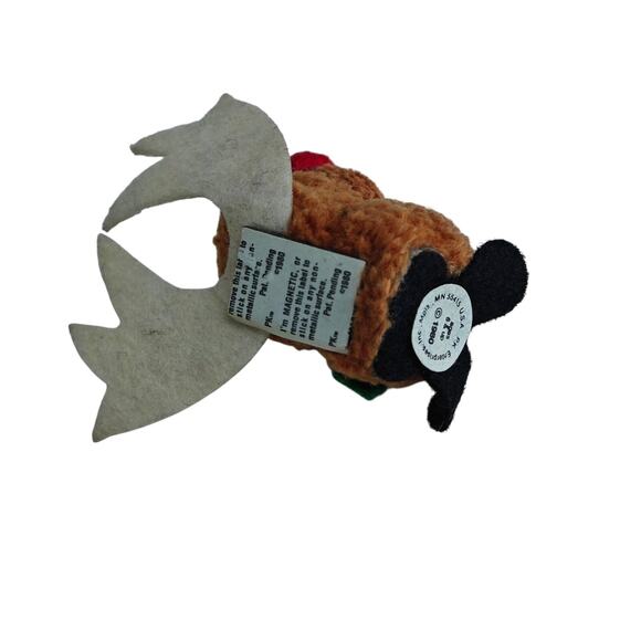 Vintage 1980s Reindeer Pom Magnet Nestalgia Kitsch Goggle Eye - Picture 2 of 3